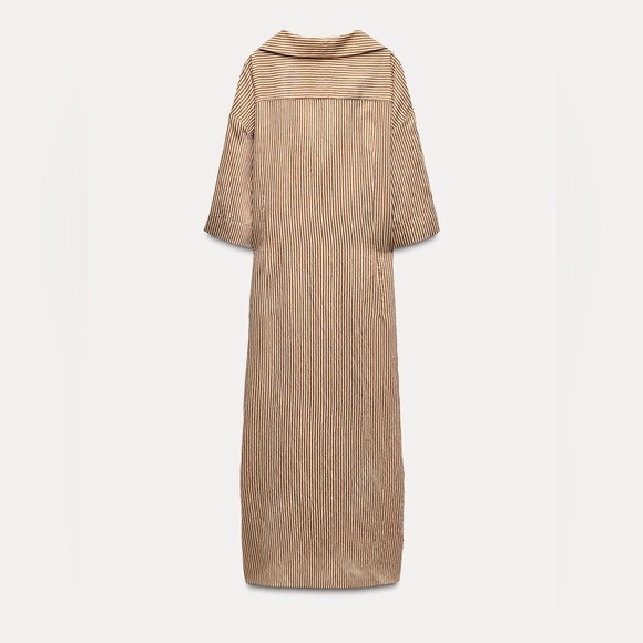 NWT! Zara striped midi dress - brown/creme - Picture 6 of 6